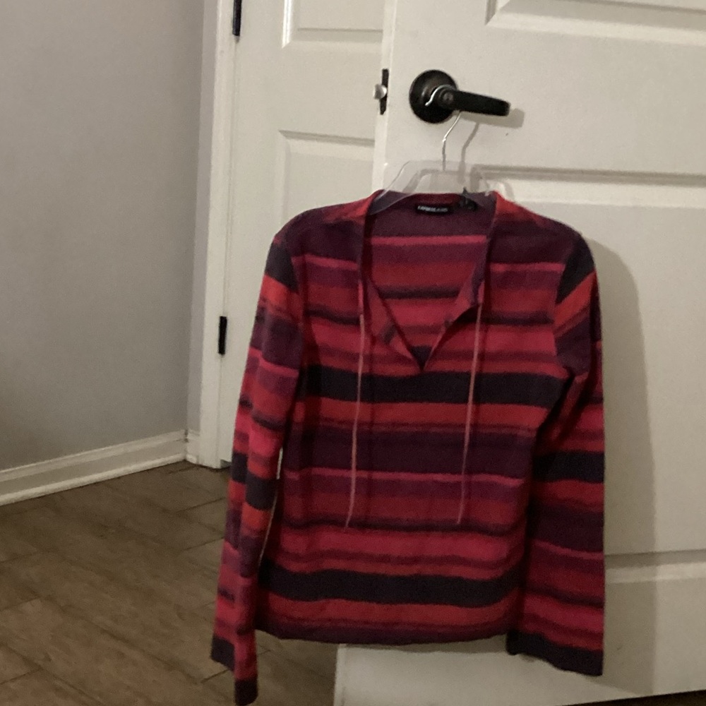 Express Jeans Striped Hoodie in Red and Purple